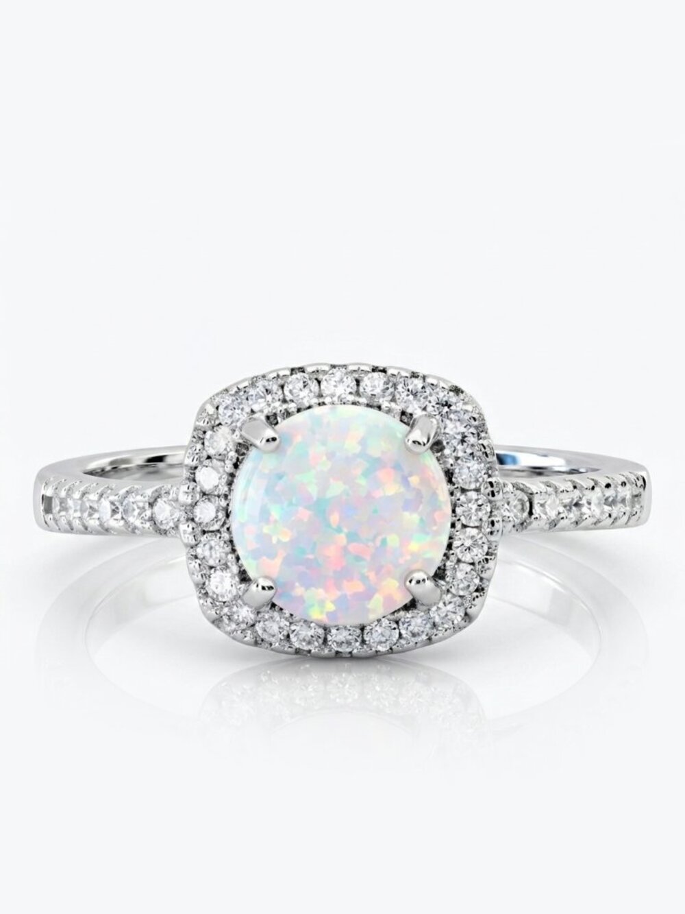 Round Opal stone Ring, 925 Sterling Silver Charmed Aroma
